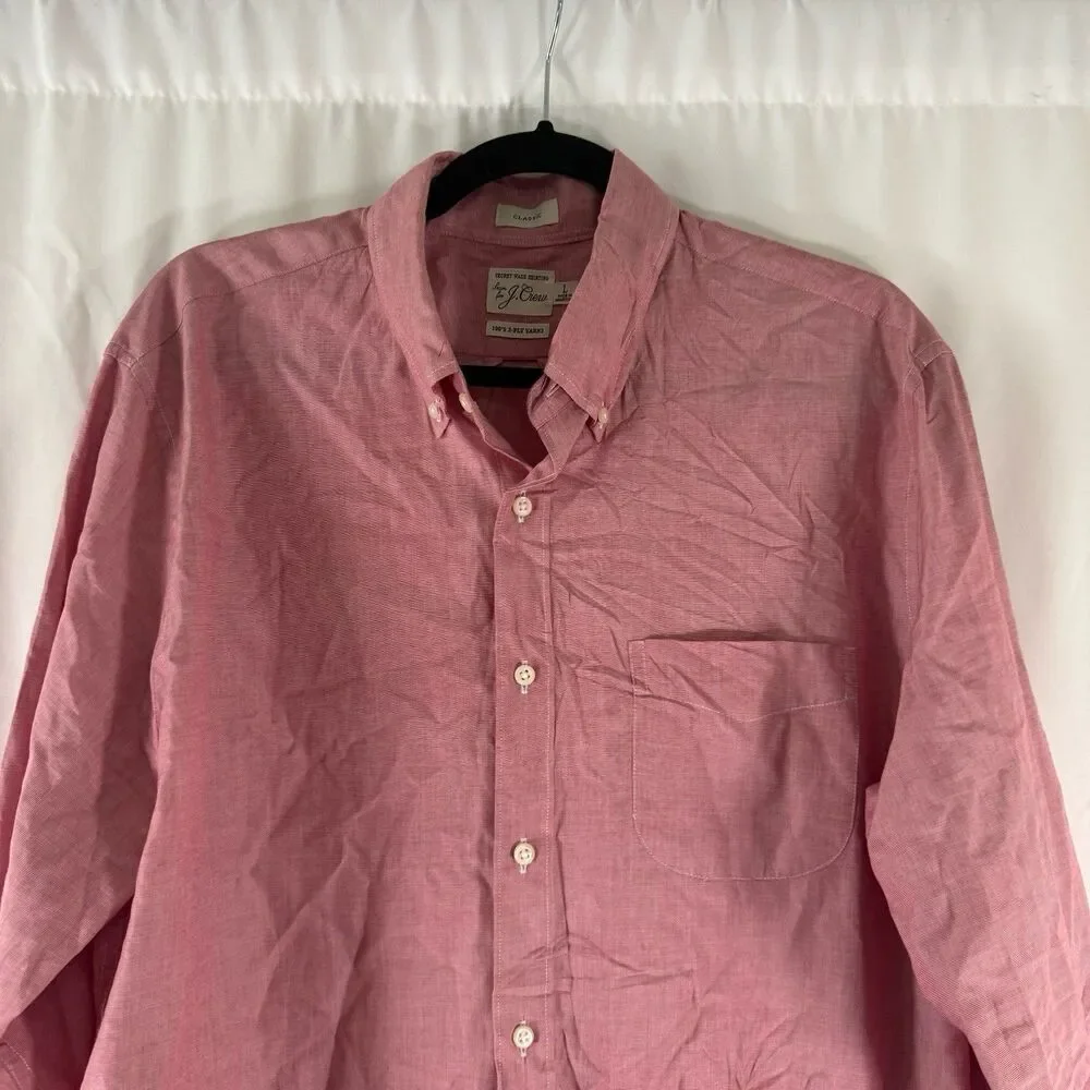 J. Crew 100's 2-PLY Yarns Dress Shirt Men's Large Red Long Sleeve Button Up